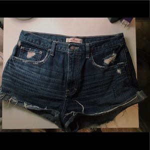 Hollister dark wash high waisted jean shorts